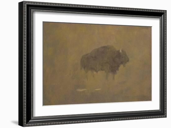 Buffalo in a Sandstorm (Oil on Paper Mounted on Board)-Albert Bierstadt-Framed Giclee Print