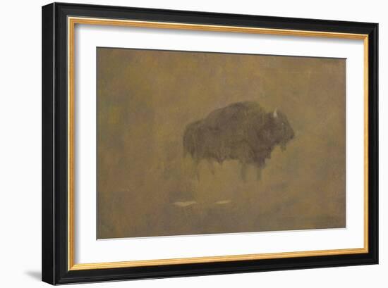 Buffalo in a Sandstorm (Oil on Paper Mounted on Board)-Albert Bierstadt-Framed Giclee Print