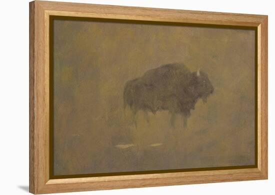 Buffalo in a Sandstorm (Oil on Paper Mounted on Board)-Albert Bierstadt-Framed Premier Image Canvas