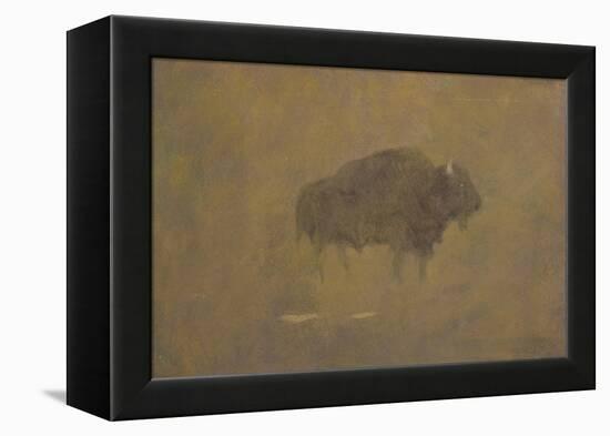 Buffalo in a Sandstorm (Oil on Paper Mounted on Board)-Albert Bierstadt-Framed Premier Image Canvas