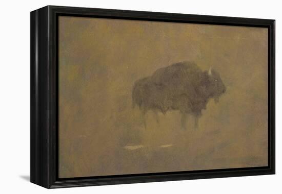 Buffalo in a Sandstorm (Oil on Paper Mounted on Board)-Albert Bierstadt-Framed Premier Image Canvas