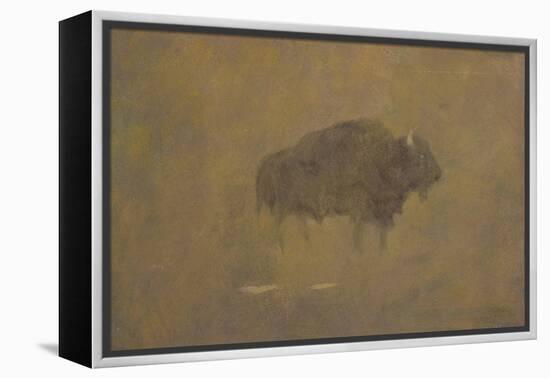 Buffalo in a Sandstorm (Oil on Paper Mounted on Board)-Albert Bierstadt-Framed Premier Image Canvas