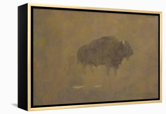 Buffalo in a Sandstorm (Oil on Paper Mounted on Board)-Albert Bierstadt-Framed Premier Image Canvas