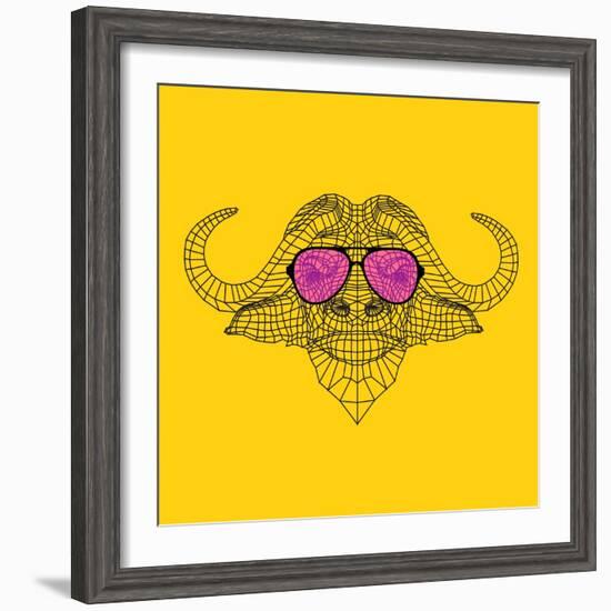 Buffalo in Pink Glasses-Lisa Kroll-Framed Premium Giclee Print