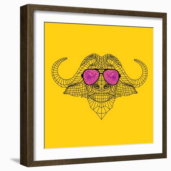 Buffalo in Pink Glasses-Lisa Kroll-Framed Premium Giclee Print