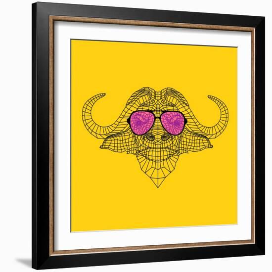 Buffalo in Pink Glasses-Lisa Kroll-Framed Premium Giclee Print