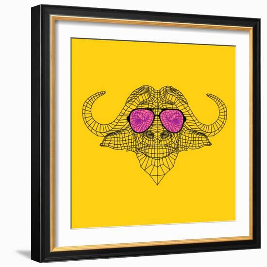 Buffalo in Pink Glasses-Lisa Kroll-Framed Premium Giclee Print