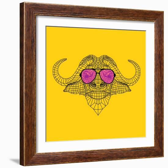 Buffalo in Pink Glasses-Lisa Kroll-Framed Art Print