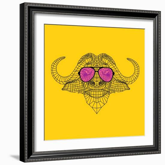 Buffalo in Pink Glasses-Lisa Kroll-Framed Art Print