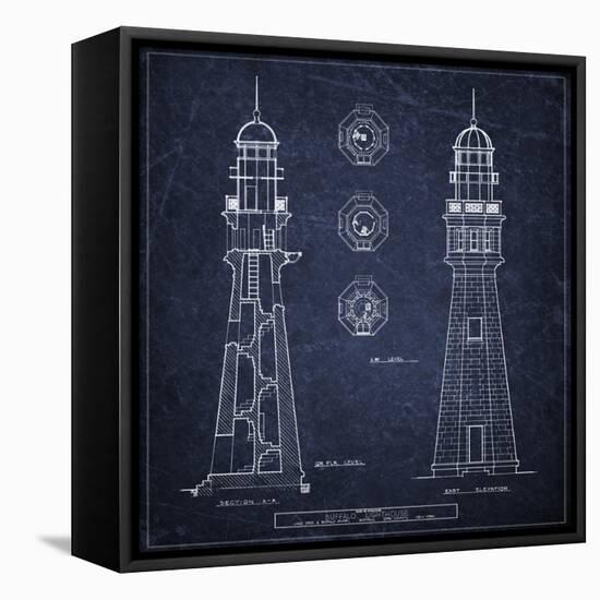 Buffalo Lighthouse Navy-Tina Carlson-Framed Stretched Canvas