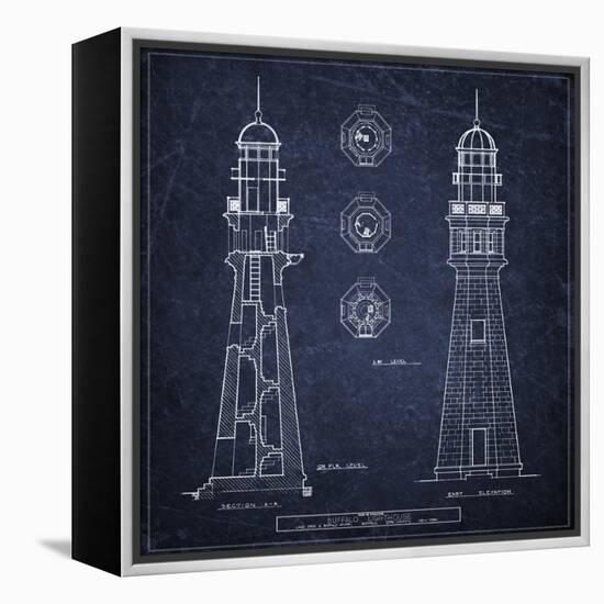 Buffalo Lighthouse Navy-Tina Carlson-Framed Stretched Canvas