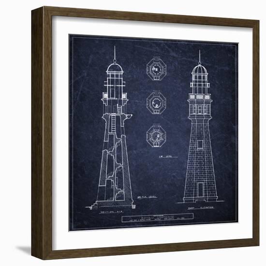 Buffalo Lighthouse Navy-Tina Carlson-Framed Art Print