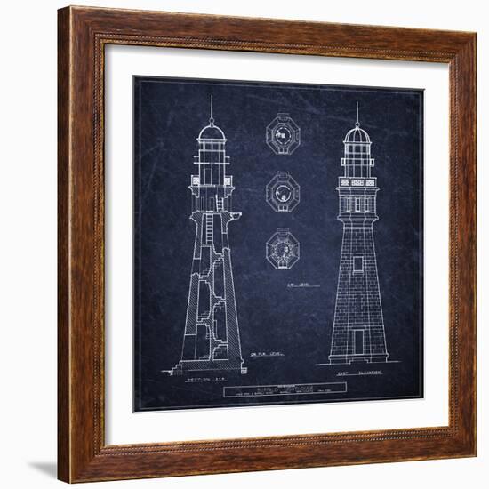 Buffalo Lighthouse Navy-Tina Carlson-Framed Art Print
