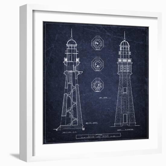 Buffalo Lighthouse Navy-Tina Carlson-Framed Art Print