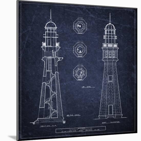 Buffalo Lighthouse Navy-Tina Carlson-Mounted Art Print