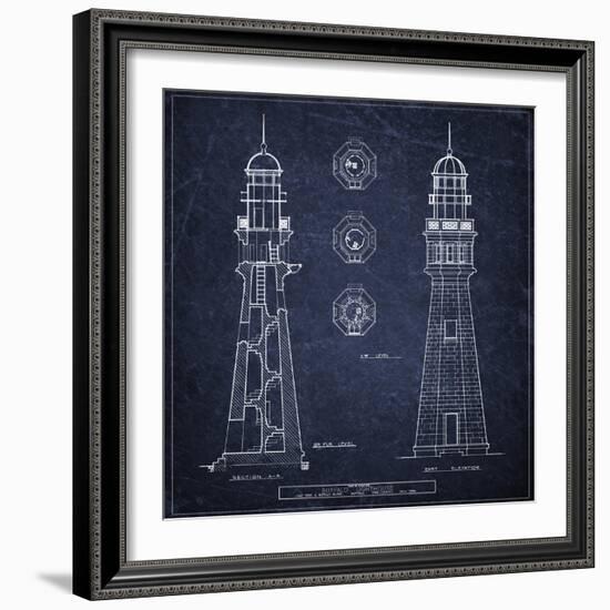 Buffalo Lighthouse Navy-Tina Carlson-Framed Art Print