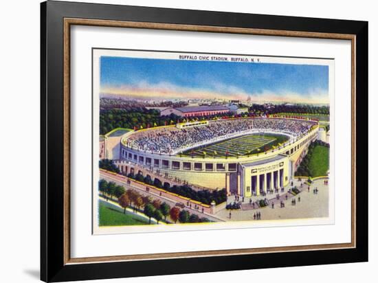 Buffalo, New York - Buffalo Civic Stadium View-Lantern Press-Framed Premium Giclee Print