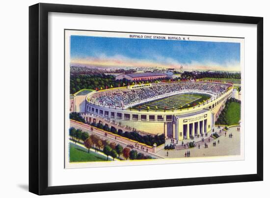 Buffalo, New York - Buffalo Civic Stadium View-Lantern Press-Framed Premium Giclee Print