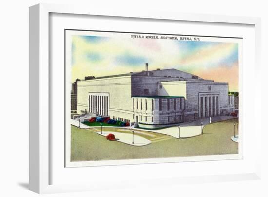 Buffalo, New York - Exterior View of the Buffalo Memorial Auditorium-Lantern Press-Framed Art Print