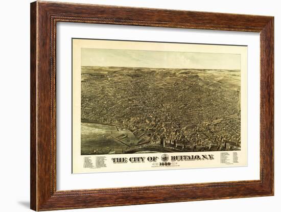 Buffalo, New York - Panoramic Map-Lantern Press-Framed Art Print