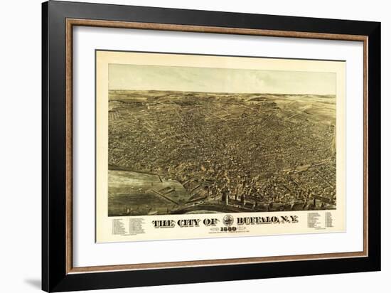 Buffalo, New York - Panoramic Map-Lantern Press-Framed Art Print