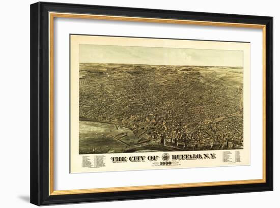 Buffalo, New York - Panoramic Map-Lantern Press-Framed Art Print