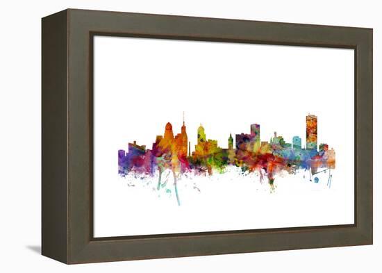 Buffalo New York Skyline-Michael Tompsett-Framed Stretched Canvas