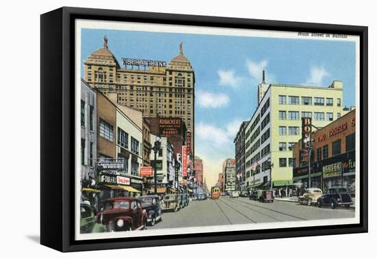 Buffalo, New York, View Down Main Street-Lantern Press-Framed Stretched Canvas