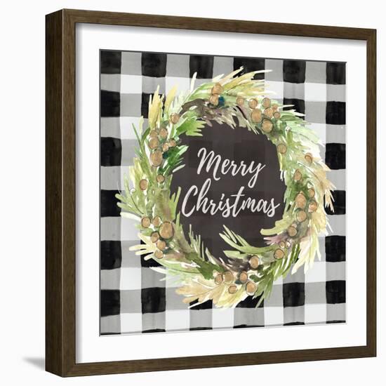 Buffalo Plaid Christmas Wreath-Lanie Loreth-Framed Art Print