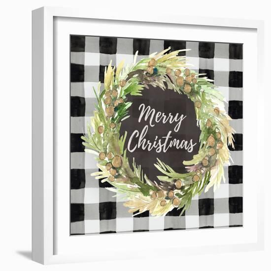 Buffalo Plaid Christmas Wreath-Lanie Loreth-Framed Art Print