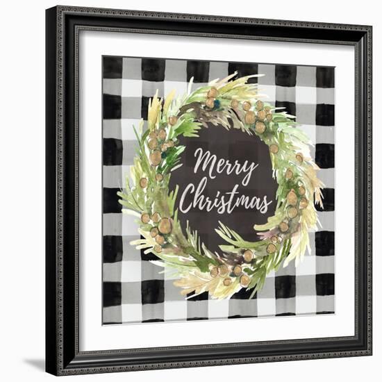 Buffalo Plaid Christmas Wreath-Lanie Loreth-Framed Art Print