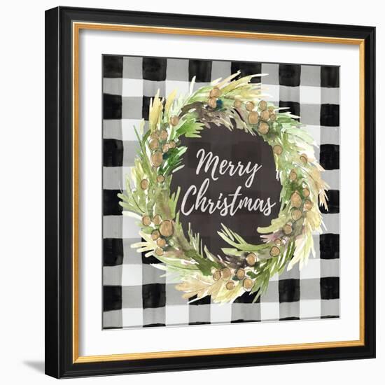 Buffalo Plaid Christmas Wreath-Lanie Loreth-Framed Art Print