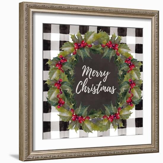 Buffalo Plaid Christmas Wreath-Lanie Loreth-Framed Art Print