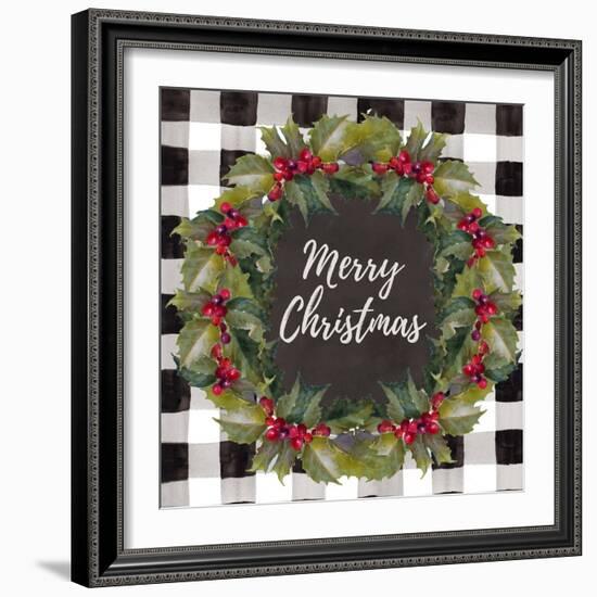 Buffalo Plaid Christmas Wreath-Lanie Loreth-Framed Art Print