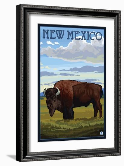 Buffalo Scene - New Mexico-Lantern Press-Framed Art Print