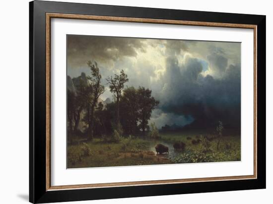 Buffalo Trail: The Impending Storm, 1869-Albert Bierstadt-Framed Premium Giclee Print