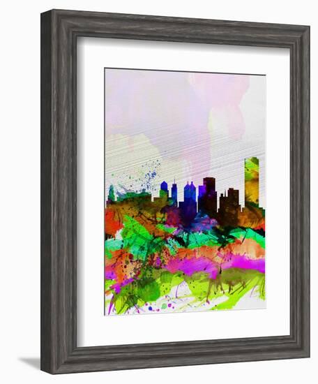 Buffalo Watercolor Skyline-NaxArt-Framed Art Print