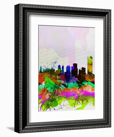 Buffalo Watercolor Skyline-NaxArt-Framed Art Print