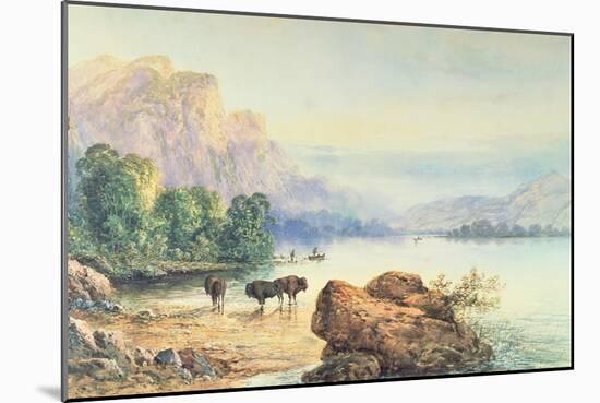 Buffalo Watering, 1887-Thomas Moran-Mounted Giclee Print