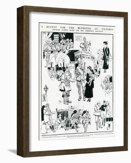 Buffet for Soldiers at Victoria Station, WW1-Helen Mckie-Framed Art Print