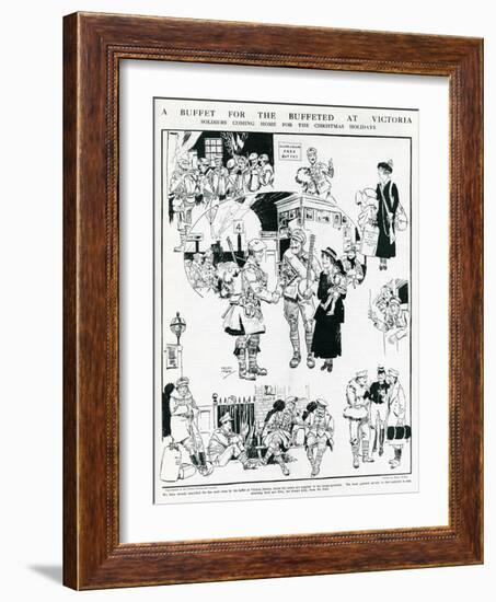 Buffet for Soldiers at Victoria Station, WW1-Helen Mckie-Framed Art Print