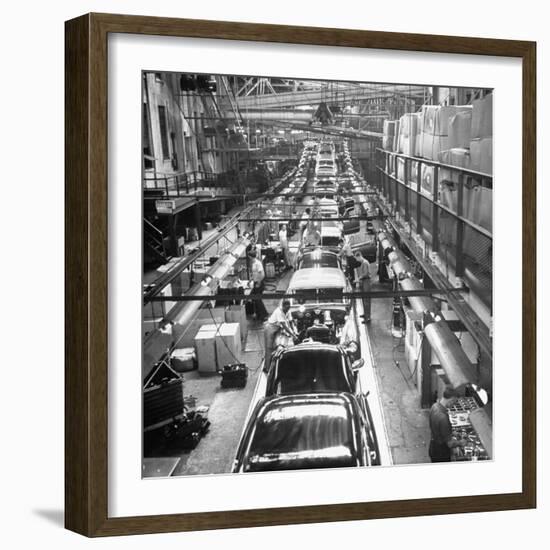 Buicks on the Assembly in Various Stages of Production in the Plant-Frank Scherschel-Framed Photographic Print