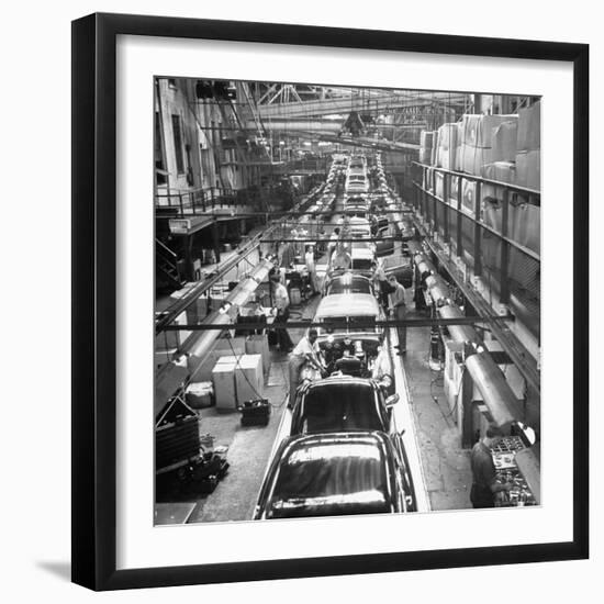 Buicks on the Assembly in Various Stages of Production in the Plant-Frank Scherschel-Framed Photographic Print