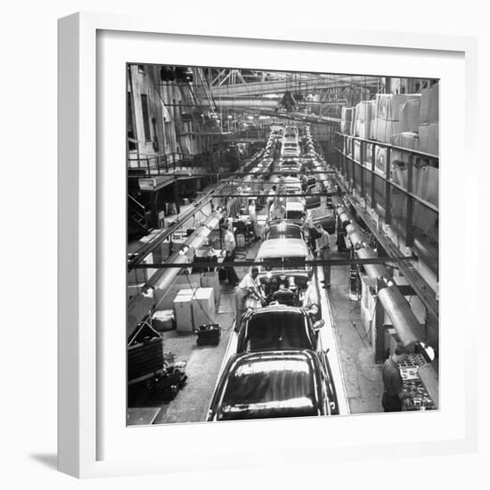 Buicks on the Assembly in Various Stages of Production in the Plant-Frank Scherschel-Framed Photographic Print