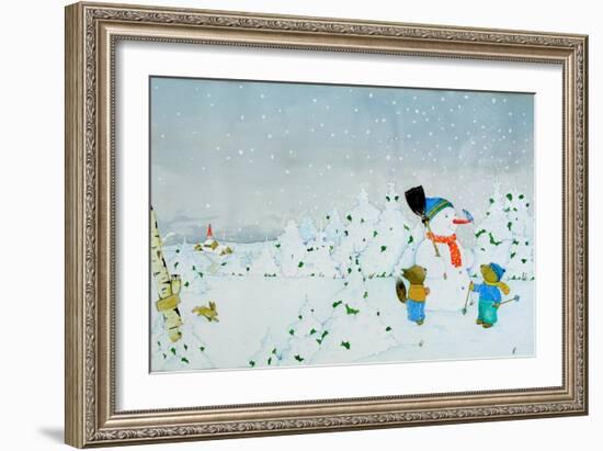Build a snowman-Christian Kaempf-Framed Giclee Print