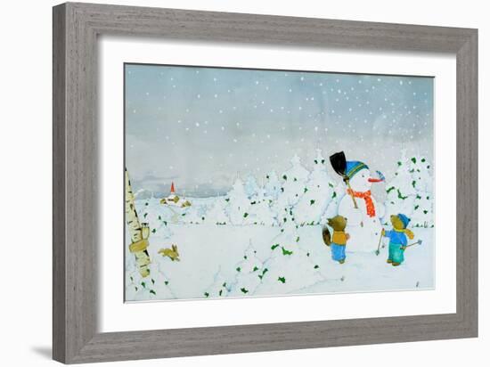 Build a snowman-Christian Kaempf-Framed Giclee Print