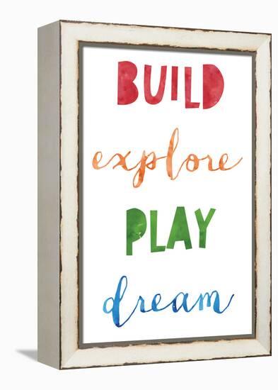 Build Explore Play Dream V2-Jennifer McCully-Framed Stretched Canvas