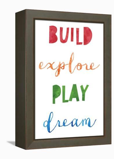 Build Explore Play Dream V2-Jennifer McCully-Framed Stretched Canvas