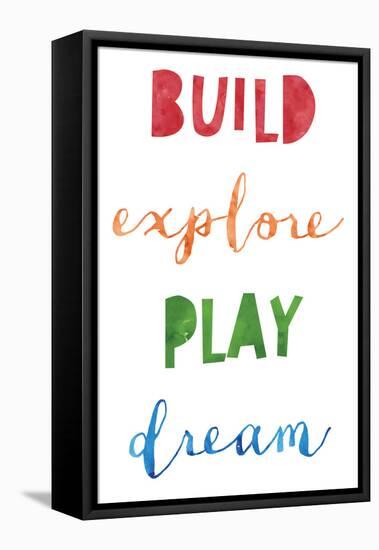 Build Explore Play Dream V2-Jennifer McCully-Framed Stretched Canvas