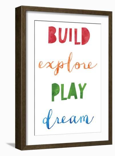 Build Explore Play Dream V2-Jennifer McCully-Framed Art Print